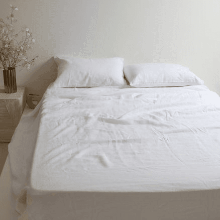 100% French Flax Linen Fitted sheet - White