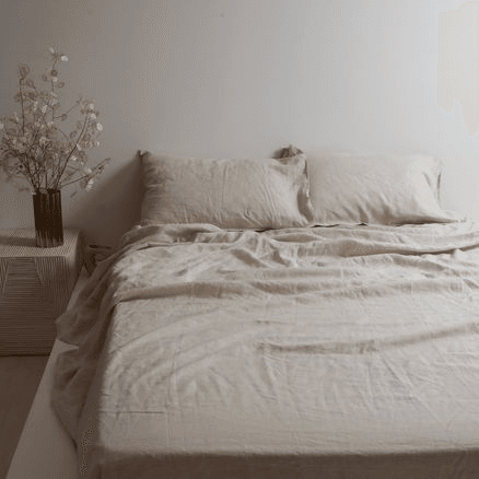 100% French Flax Linen Fitted sheet - Natural Oat