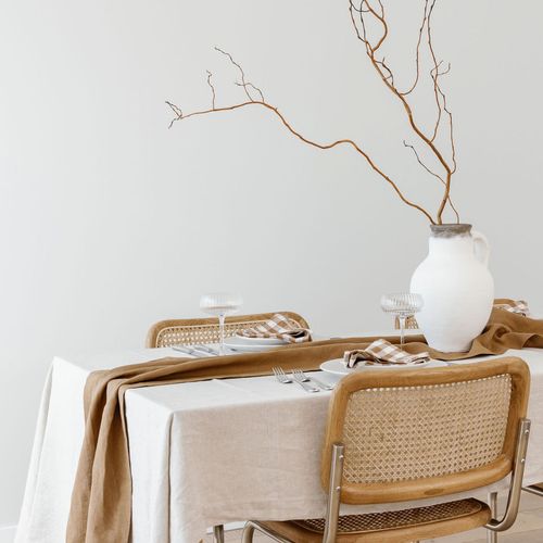 100% French Flax Linen Table Cloth - Natural Oat (Extra Large)