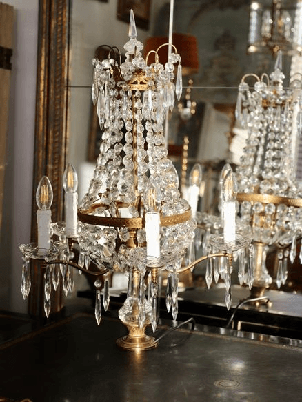 An Antique Crystal and Gilt Bronze Girandole