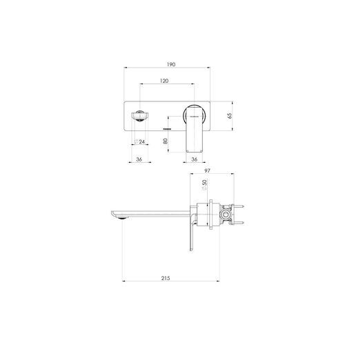 Phoenix Gloss MKII SwitchMix Wall Basin / Bath Mixer Set 200mm - Brushed Carbon