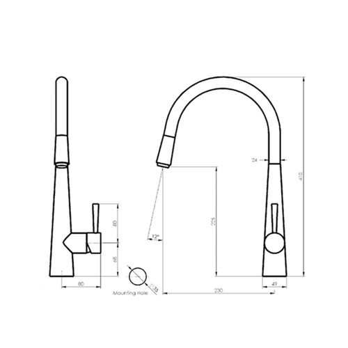 Galiano Pull-Down Sink Mixer Brushed Brass