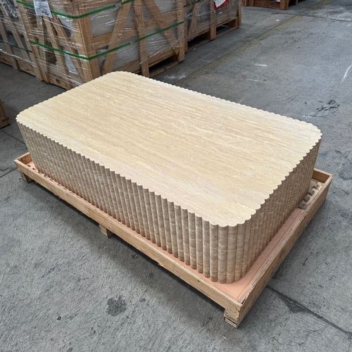 Fluted Block Table - Veincut Travertine | Natural Stone Co.