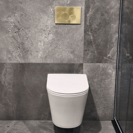 Code Pure Typhoon Wall Hung Toilet Suite | Brushed Brass Button