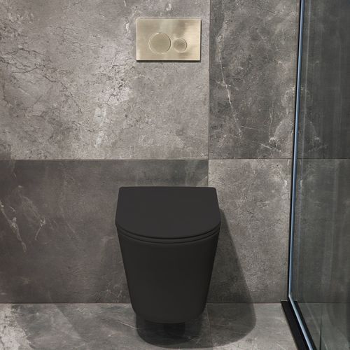 Code Pure Typhoon Wall Hung Toilet Suite X Brushed Nickel Button