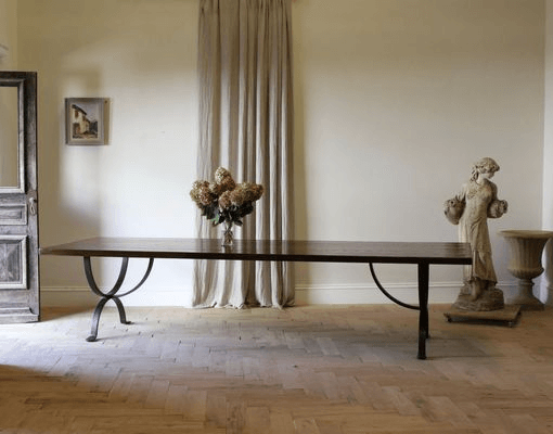 Refectory Table With Forged Iron Base
