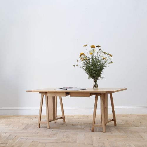 Raise and Lower Trestle Desk | Beige