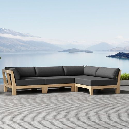 Newport Teak Outdoor Sofa  L Sectional - 4 Seat