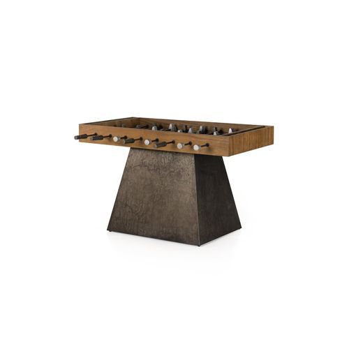 Foosball Table In Aged Metal and Natural Brown Guanacaste