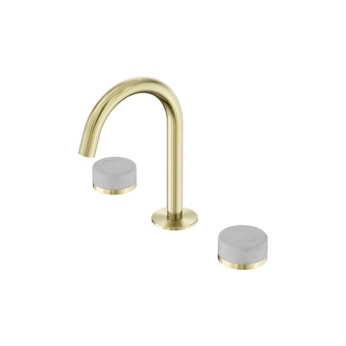 Serenity Basin Set Arc Spout With Carrara Handle Brushed Gold