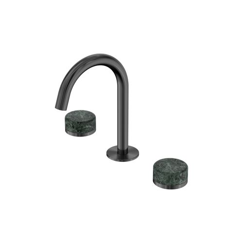 Serenity Basin Set Arc Spout With Verde Alpi Handle Gun Metal