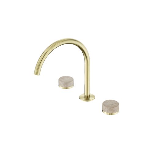 Serenity Bath/Kitchen Set Arc Spout With Rome Travertine Handle Brushed Gold