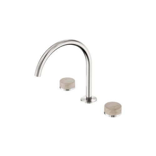 Serenity Bath/Kitchen Set Arc Spout With Rome Travertine Handle Brushed Nickel