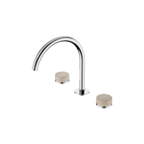 Serenity Bath/Kitchen Set Arc Spout With Rome Travertine Handle Chrome