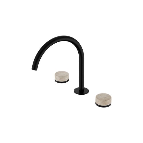 Serenity Bath/Kitchen Set Arc Spout With Rome Travertine Handle Matte Black