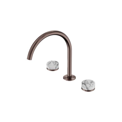 Serenity Bath/Kitchen Set Arc Spout With Arabescato Corchia Handle Brushed Bronze