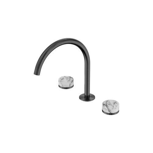 Serenity Bath/Kitchen Set Arc Spout With Arabescato Corchia Handle Gun Metal