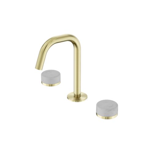 Serenity Basin Set Edge Spout With Carrara Handle Brushed Gold