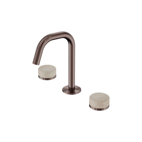 Serenity Basin Set Edge Spout With Rome Travertine Handle Brushed Bronze