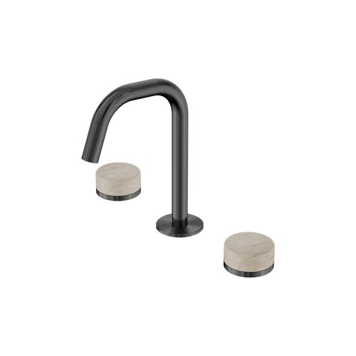 Serenity Basin Set Edge Spout With Rome Travertine Handle Gun Metal
