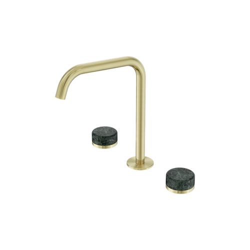 Serenity Bath/Kitchen Set Edge Spout With Verde Alpi Handle Brushed Gold