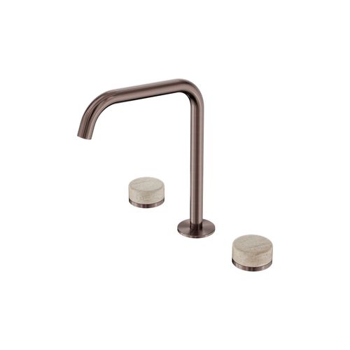 Serenity Bath/Kitchen Set Edge Spout With Rome Travertine Handle Brushed Bronze