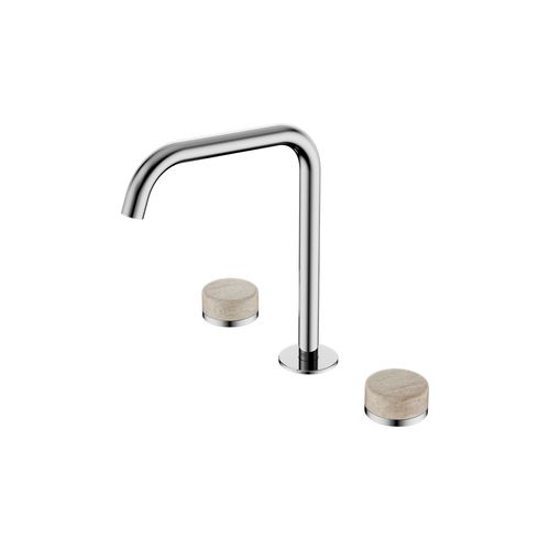 Serenity Bath/Kitchen Set Edge Spout With Rome Travertine Handle Chrome