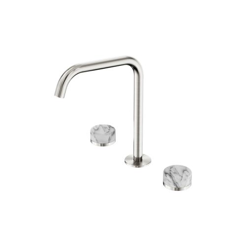 Serenity Bath/Kitchen Set Edge Spout With Arabescato Corchia Handle Brushed Nickel