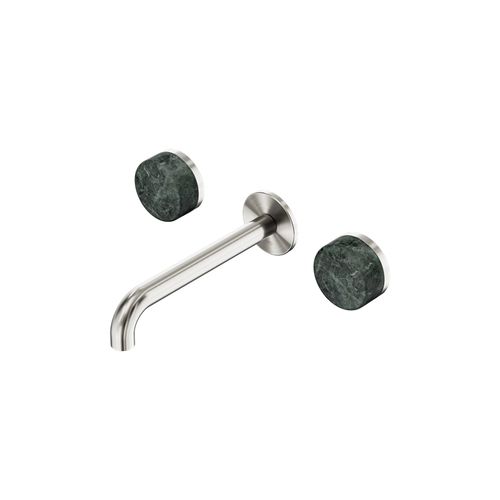 Serenity Wall Basin Set 220mm Spout With Verde Alpi Handle Brushed Nickel