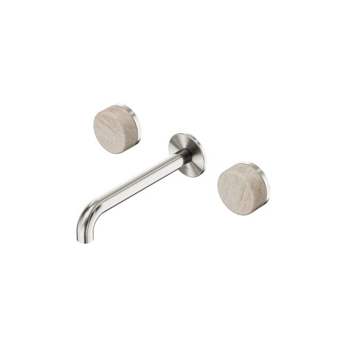 Serenity Wall Basin Set 160mm Spout With Rome Travertine Handle Brushed Nickel