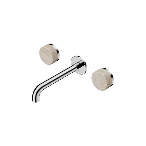 Serenity Wall Basin Set 160mm Spout With Rome Travertine Handle Chrome