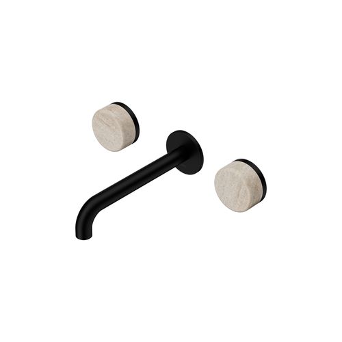 Serenity Wall Basin Set 160mm Spout With Rome Travertine Handle Matte Black
