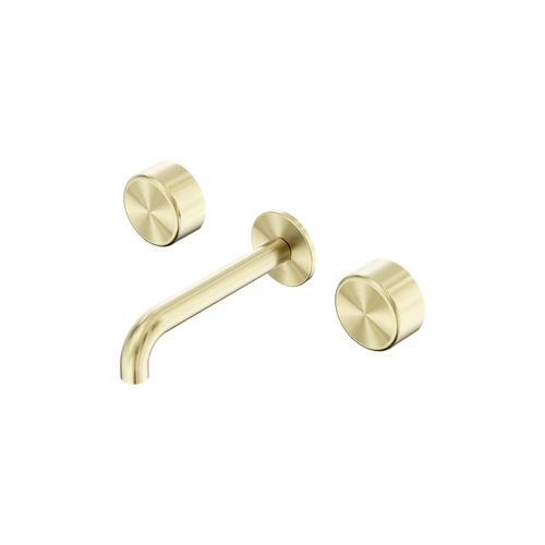 Serenity Wall Basin Set 185mm Spout With Metal Handle Brushed Gold