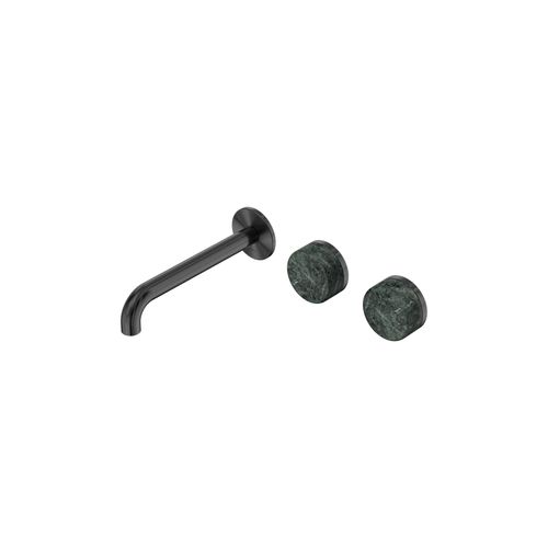 Serenity Wall Basin Set 220mm Offset Spout With Verde Alpi Handle Gun Metal