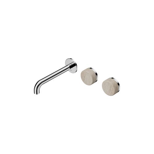 Serenity Wall Basin Set 220mm Offset Spout With Rome Travertine Handle Chrome