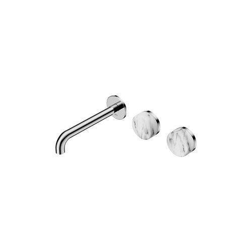 Serenity Wall Basin Set 220mm Offset Spout With Arabescato Corchia Handle Chrome