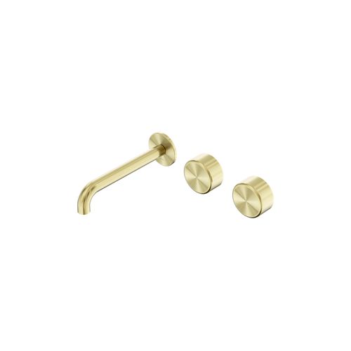 Serenity Wall Basin Set 185mm Offset Spout With Metal Handle Brushed Gold
