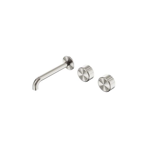 Serenity Wall Basin Set 220mm Offset Spout With Metal Handle Brushed Nickel