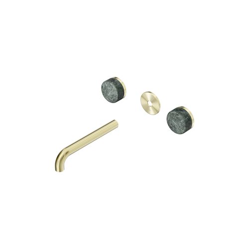 Serenity Wall Basin 185mm Spout + Verde Alpi Handle Brushed Gold
