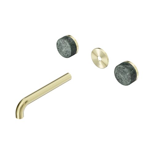Serenity Wall Basin 185mm Spout + Verde Alpi Handle Brushed Gold
