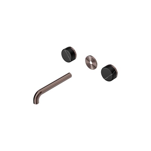 Serenity Wall Basin 185mm Spout + Marquina Black Handle Brushed Bronze