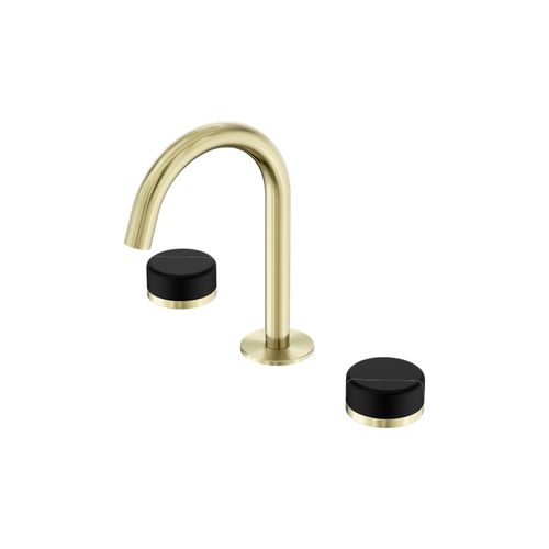 Serenity Basin Set Arc Spout With Marquina Black Handle Brushed Gold