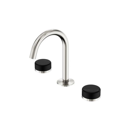 Serenity Basin Set Arc Spout With Marquina Black Handle Brushed Nickel