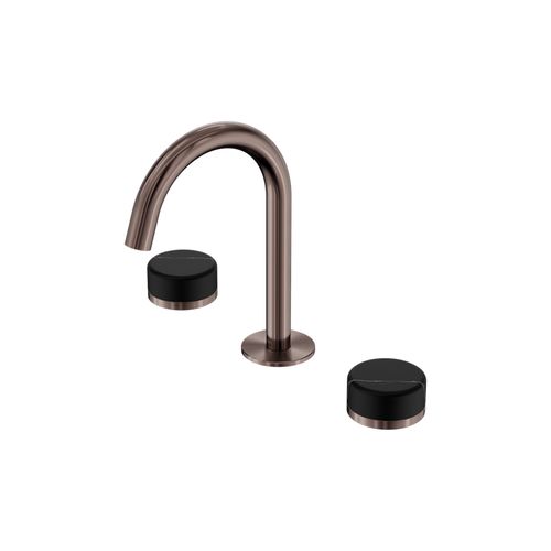 Serenity Basin Set Arc Spout With Marquina Black Handle Brushed Bronze