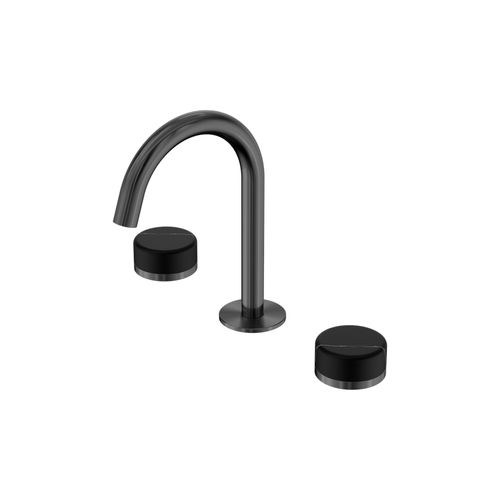 Serenity Basin Set Arc Spout With Marquina Black Handle Gun Metal