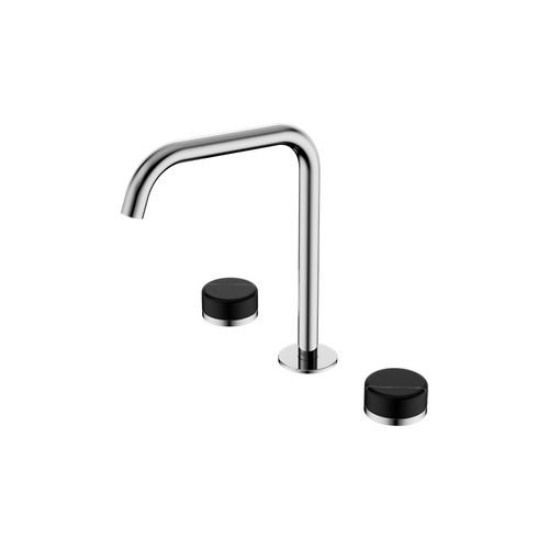 Serenity Bath/Kitchen Set Edge Spout With Marquina Black Handle Chrome