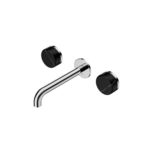 Serenity Wall Basin Set 185mm Spout With Marquina Black Handle Chrome