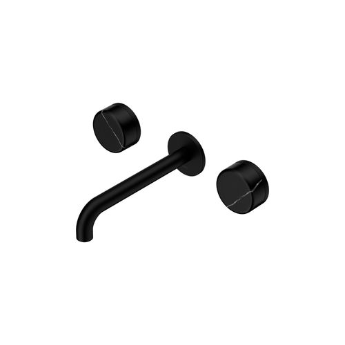 Serenity Wall Basin Set 185mm Spout With Marquina Black Handle Matte Black