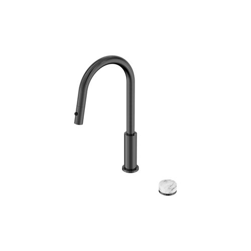 Serenity pull out kitchen Set Arabescato Corchia Handle Gun Metal