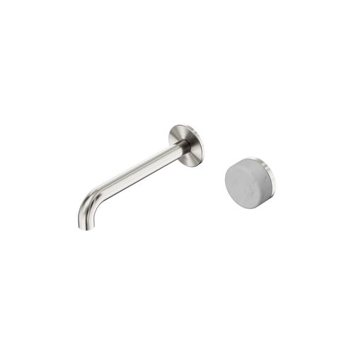 Serenity Wall Basin Mixer 185mm Spout Carrara Handle Brushed Nickel